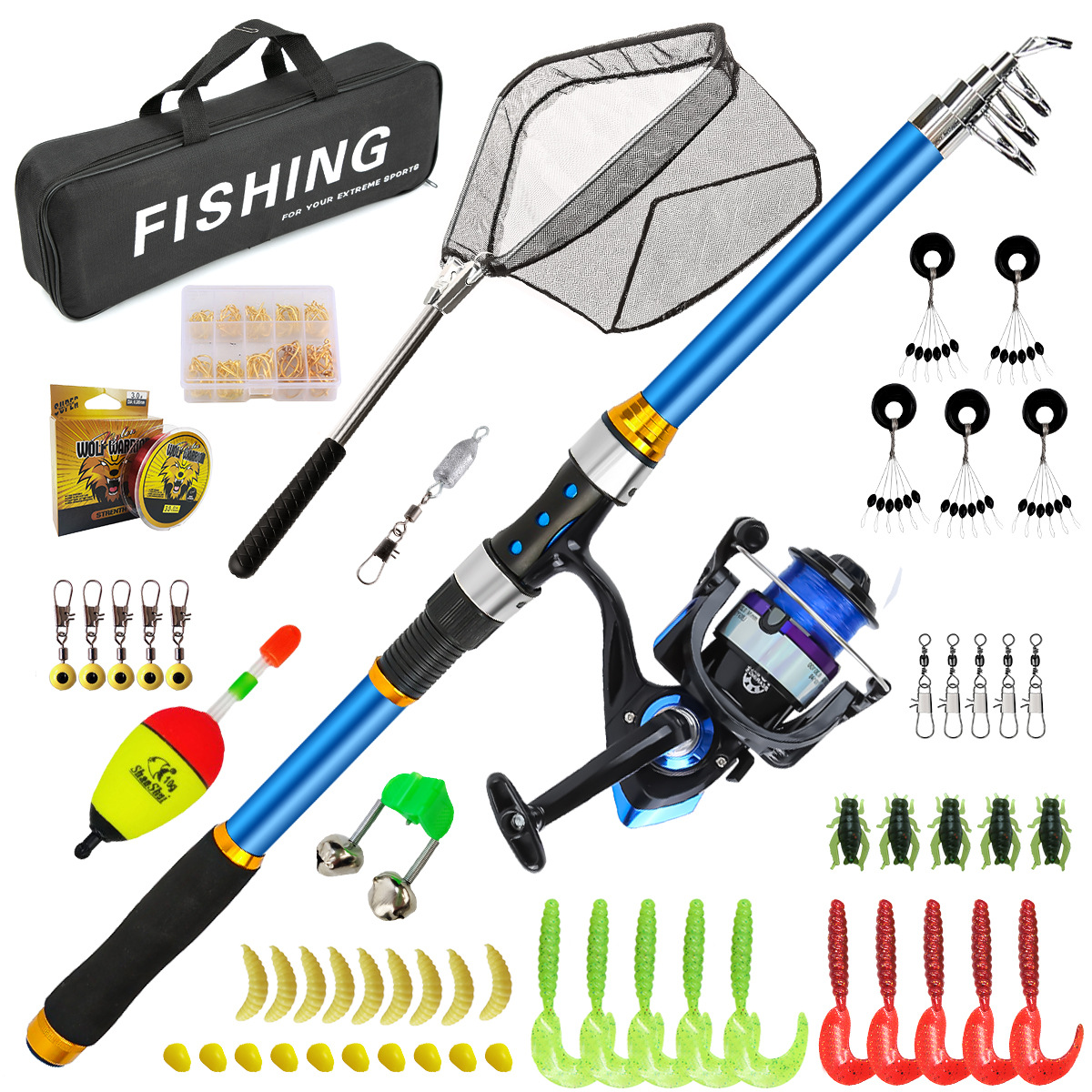 Fishing Rod Carbon Fiber - Set Joran Pancing Serat Kaca Teleskopik