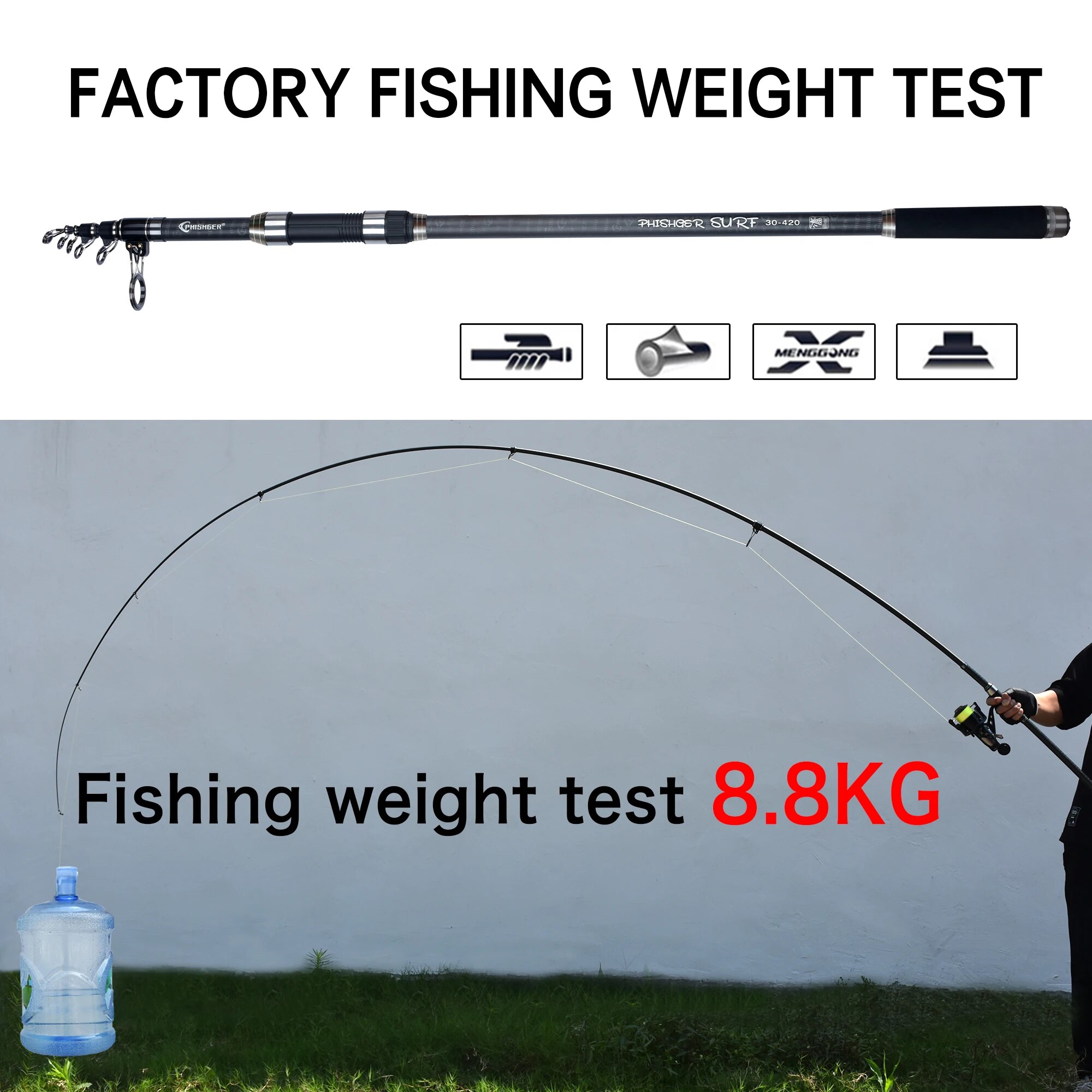 PHISHGER joran berputar telesk - Fishing Rod Surf ulasan dan harga